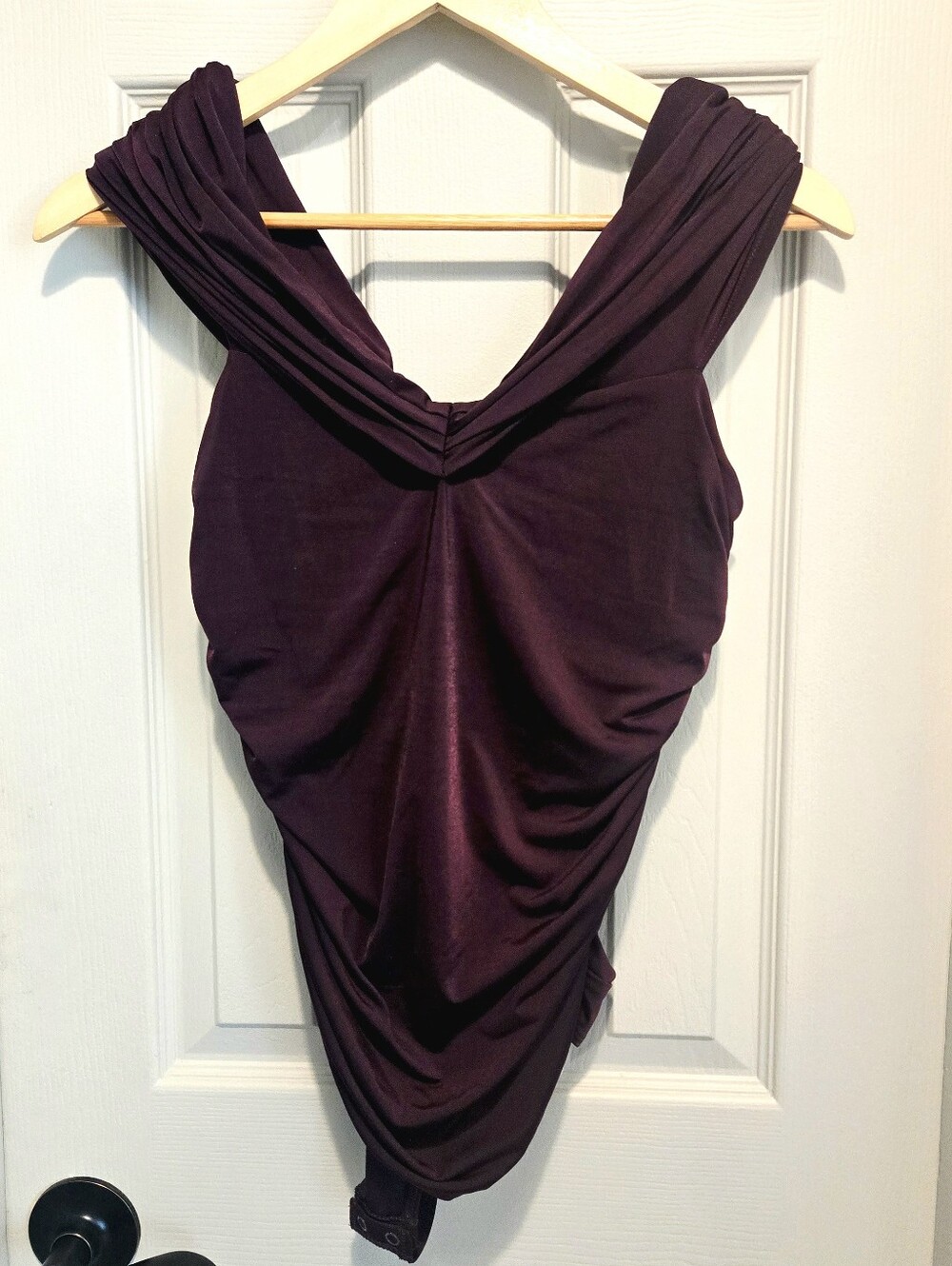 Express Deep Plum Draped Body Contour Bodysuit sz Medium